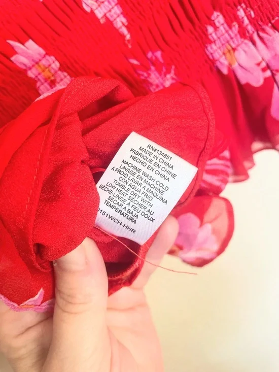 WAYF Pink Red Crop Top Ruched Feminine Coquette Going Out Top S - Picture 7 of 7